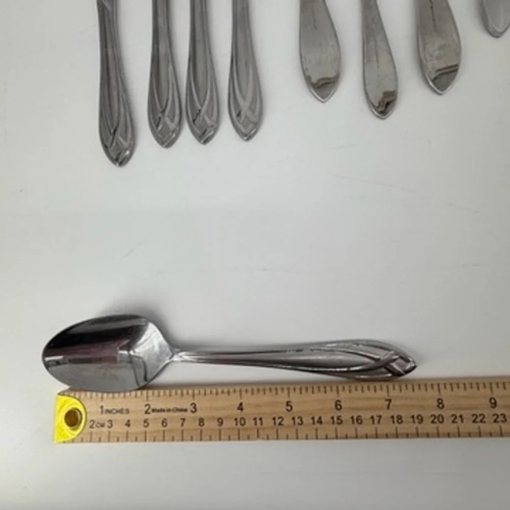 Hampton Silversmiths Lace Frosted Stainless Flatware Set 27 Pieces Silverware